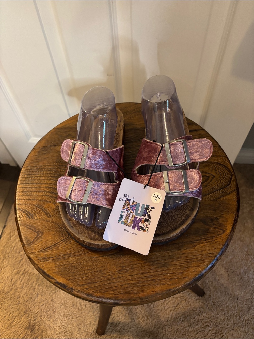 Women’s Double-Buckle Velvet Slide Sandals - Pink Velvet 9M
